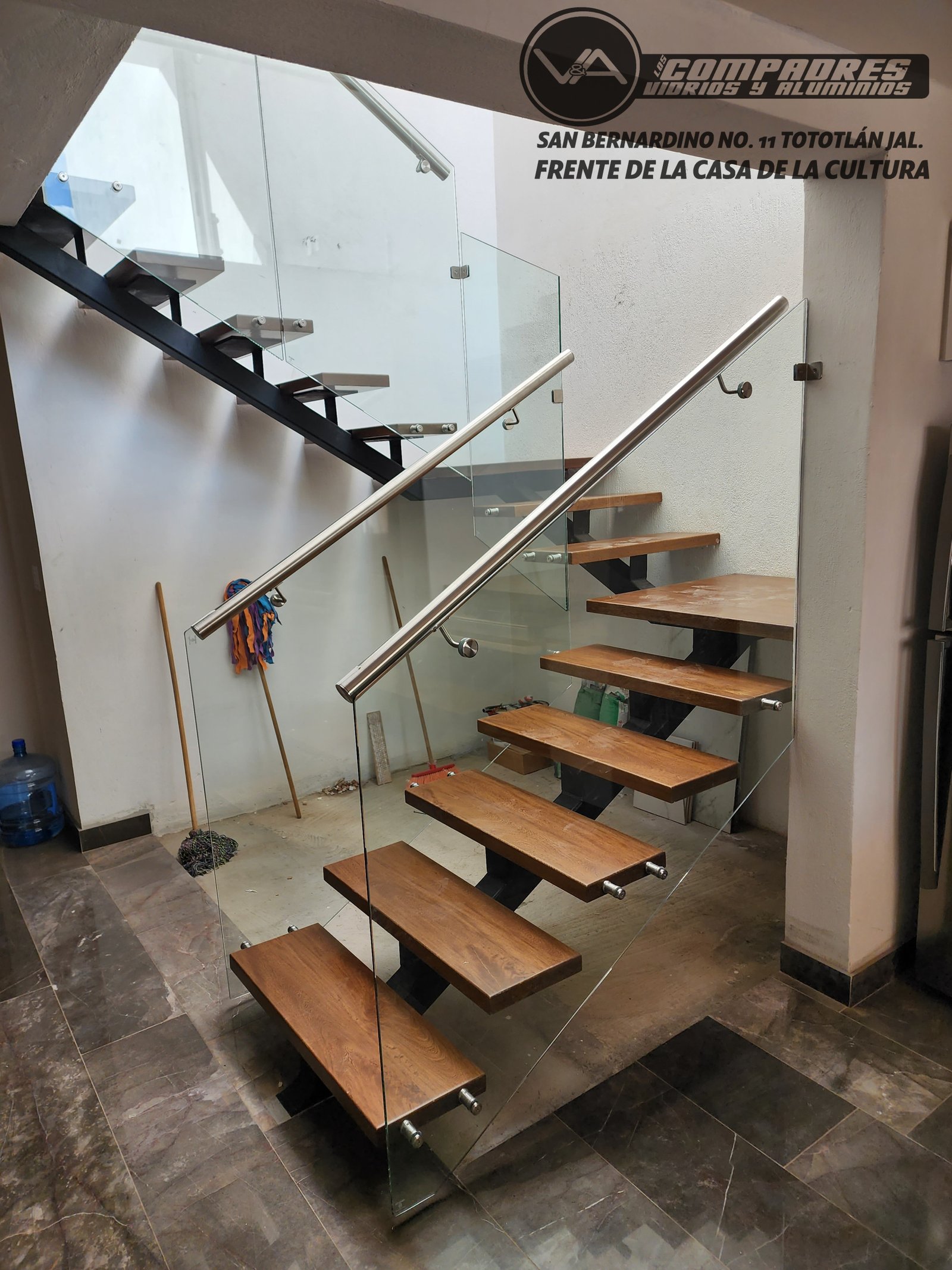 Barandal acero inoxidable y vidrio